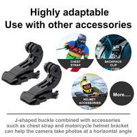 Base de fixation rapide à crochet en J pour mentonnière et sangle de poitrine de casque, compatible POV avec DJI Osmo Action, GoPro Hero, Insta360