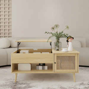 Cross-border Nordic multi-functional height-adjustable coffee <b>table</b> that can be converted into a dining <b>table</b> for <b>small</b> living - Product Image 1