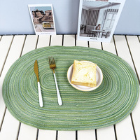 Tapis de table tressés en rotin de coton vintage au design moderne Sets de table tissés ovales et sous-verres personnalisés et écologiques Décoration intérieure confortable