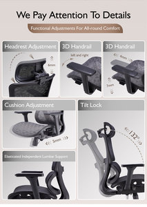 Silla de Oficina Ergonómica de Malla con Respaldo Alto, Giratoria y Moderna, Fabricada en China - Product Image 2