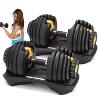 Haltères réglables, haltères à réglage rapide de 5 lb à 52,5 lb, ensemble d'haltères et de barres, poids libres réglables pour la salle de sport