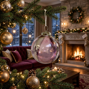 Ornement de Noël en verre violet transparent, boule faite à la main, décoration intérieure - Product Image 2
