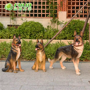 Patung Anjing German Shepherd Ukuran Asli dari Resin untuk Dekorasi Taman dan Lanskap Luar Ruangan - Product Image 4