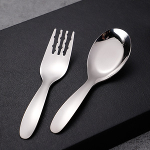 Stainless Steel Spoon And Fork Set Deepened Head Thickened For Children Household Baby Food Use - Product Image 2