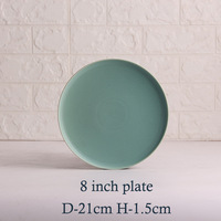Vaisselle en céramique artisanale tendance, finition mate turquoise émaillée, pour hôtel, buffet de fruits, maison, tasse à café et assiette