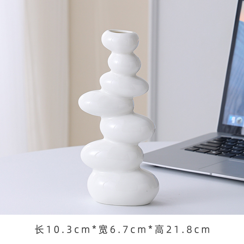 High pebble vase "pure white]