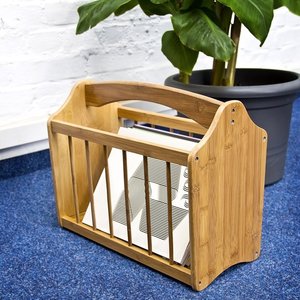 Portariviste in robusto bambù con maniglia, salvaspazio, per il trasporto di giornali e riviste - Product Image 2