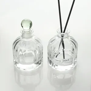 Wholesale luxury transparent glass vase art round aroma home perfume fragrance aroma container aromatherapy defuser bottle