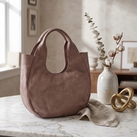 Sac fourre-tout vintage en cuir PU délavé avec poignée découpée, grand sac à main pour femme, sac de shopping décontracté, logo personnalisé
