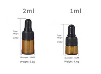 Mini Glas Tropf flasche Pipette 1ml-5ml Leere braune Bernstein Kosmetik Öl Verpackung Gold/Silber Kappe für Hautpflege Serum Mascara