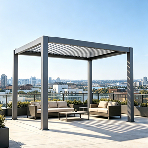 Gazebo Exterior de Aluminio con Revestimiento en Polvo de Alta Durabilidad, Manual y Eléctrico, con Doble Accionamiento, Ajustable, con Techo de Láminas, Totalmente Impermeable y Resistente al Viento - Product Image 4