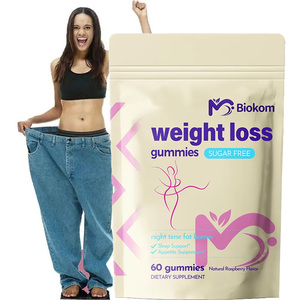 Biokom Raspberry Night Time Fat Burner Gomas Perda de peso Gummy com VitaminD3 B6 Extrato de feijão branco e melatonina em sacos - Product Image 1