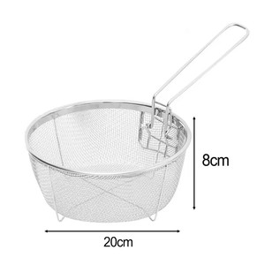 Stainless Steel Foldable Deep Fry Basket Round <b>Wire</b> Presentation with Detachable Handle Drain Basket - Product Image 6