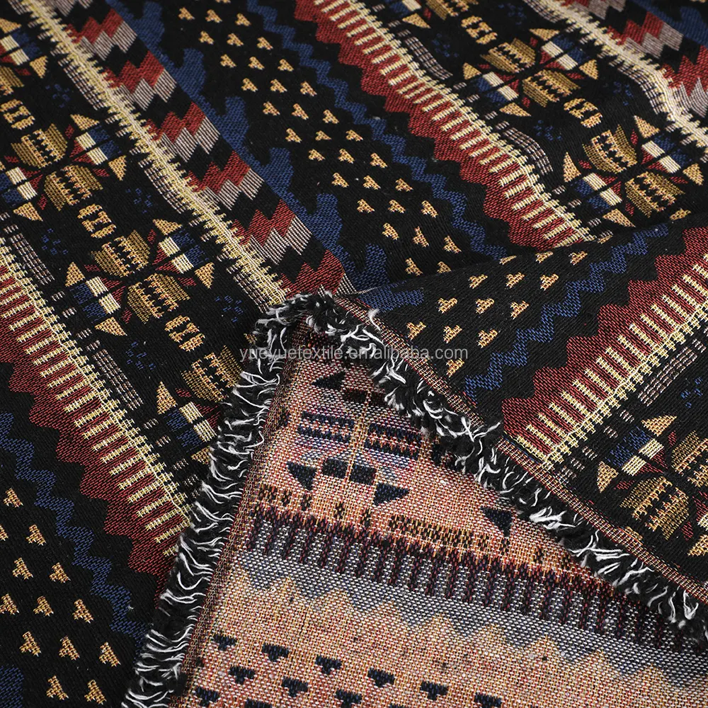Tela de tapicería de tela Jacquard de algodón de fábrica de China, tela de cortina Jacquard para sala de estar personalizada