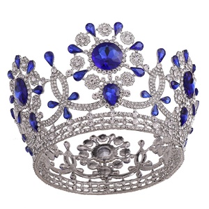 Free custom silver crystal pargant winner beauty tiara gold strass bridal wedding queen full round crowns - Product Image 1