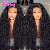 Wig Rambut Asli Manusia Model Deep Curly HD Transparent Burmese Water Wave 200 Density 30 34 Inch, Wig Rambut Asli Manusia Lace Frontal 13X4