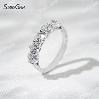 Bague unisexe classique à cinq pierres Starsgem, diamant de laboratoire ovale de 1,6 ct (4*5 mm), plaqué or 18 carats et rhodium