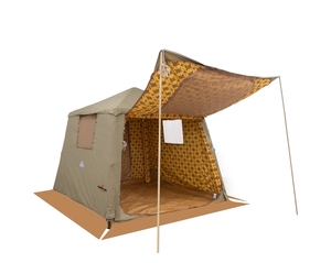 Tente de camping gonflable en PVC à colonnes d'air <span class=keywords><strong>pour</strong></span> 4-6 personnes, en <span class=keywords><strong>toile</strong></span> de coton imperméable, idéale <span class=keywords><strong>pour</strong></span> le glamping familial, le safari dans le désert, avec fenêtre en maille. - Product Image 1