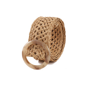 Ceinture tressée avec boucle en D, kaki et blanc cassé, en polyester, faite à la main pour femmes et hommes, loisirs été 2026 - Product Image 3