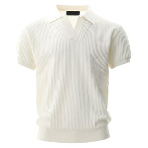 Polo a maniche corte in maglia da uomo per l'estate, T-shirt casual a tinta unita da uomo, Top Polo - Product Image 1