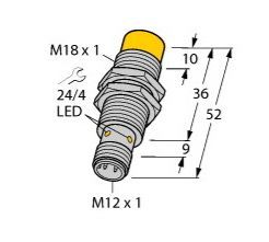 Sensor de proximidad industrial de metal Turck <span class=keywords><strong>NI10</strong></span> - <span class=keywords><strong>G18</strong></span> - <span class=keywords><strong>Y1X</strong></span> <span class=keywords><strong>NI10</strong></span> - M18 - <span class=keywords><strong>Y1X</strong></span> - H1141 con detección de objetivo metálico y salida de interruptor M18 - Product Image 6