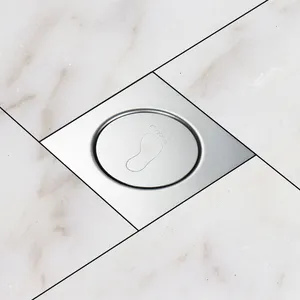 Stainless Steel Hotel Bathroom Accessories Push Down Pop Up Round Cover Shower Floor Drain Trap Bounce Type Floor Drainer