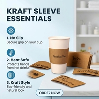 Manchon en papier ondulé kraft personnalisé pour boissons chaudes et froides, support de gobelet en papier pour café et boissons, manchon en plastique pour gobelet – Prix de gros