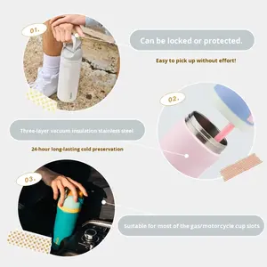 Gobelet isotherme de voyage en acier inoxydable 304 de 24/32 onces avec paille, isolation sous vide, maintien au chaud et au froid pendant 6 à 12 heures - Product Image 3