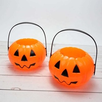 Seau citrouille souriante pliable et détachable 2-en-1 pour Halloween, sac à bonbons pour décoration de fête et organisation d'événements