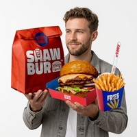 Boîtes en papier frites imprimées personnalisées recyclées à emporter emballage pour fast-food burger hamburger