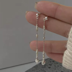 Pendientes Largos de Plata de Alta Gama con Borlas, Regalo para Mujer, Accesorios de Oreja para Boda, Fiesta, Pendientes de Aro de Moda - Product Image 4