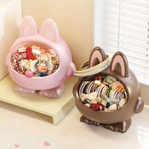 Cartoon Rabbit Jewelry Organizer With Lid Hair Accessories Storage Box For <b>Desk</b> Bedroom Use - Product Image 1