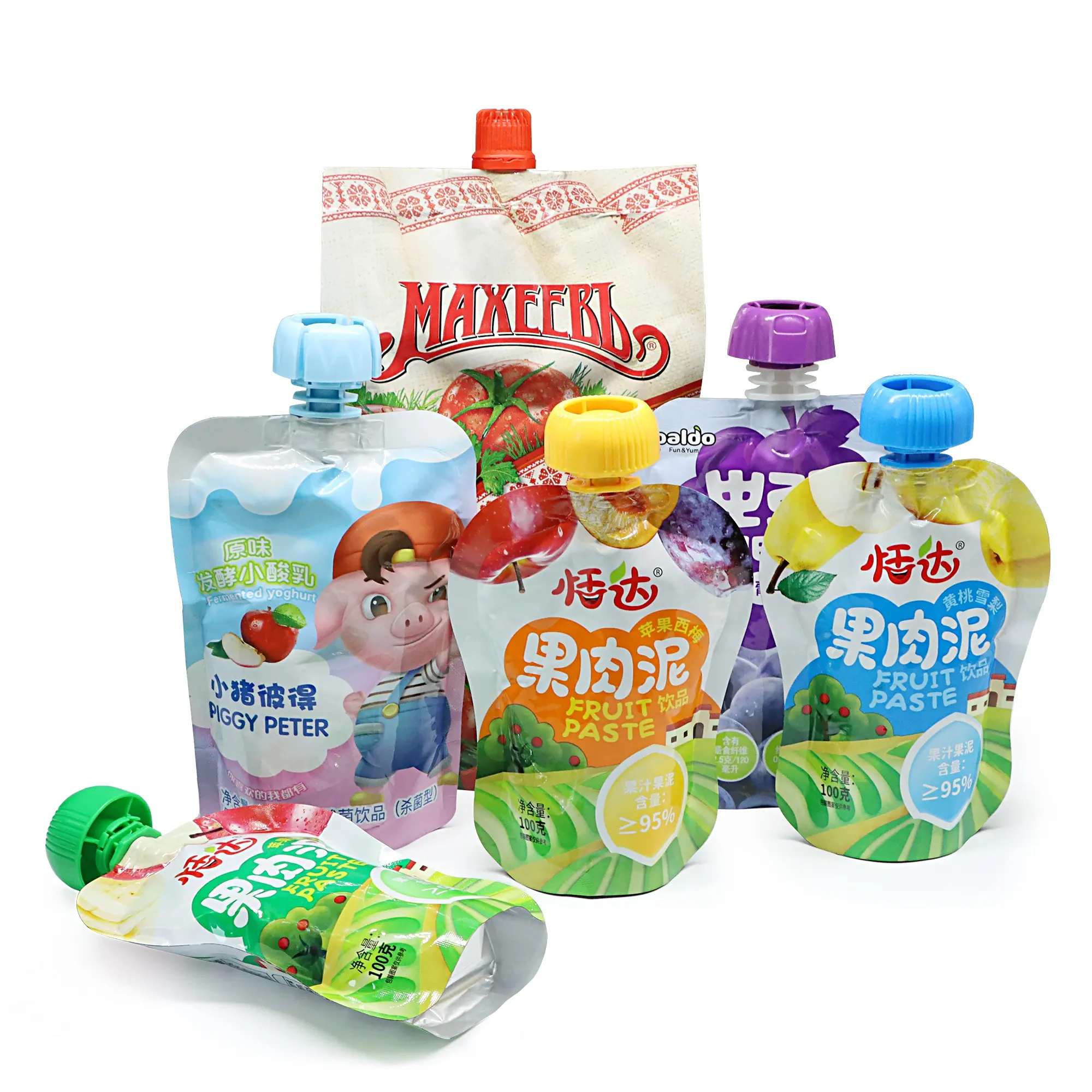 Sıcak satış özel baskı plastik sos içecek suyu içecek ambalaj poşet çanta sıvı bebek maması emzik kese çanta