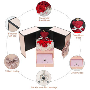 Boîte à bijoux personnalisée créative en forme de rose éternelle, fleur fraîche préservée, pour <span class=keywords><strong>maman</strong></span>, fête des mères, Saint-Valentin, mariage, inclut - Product Image 3