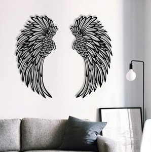 Silueta alas de Ángel negro fiesta brillante vacaciones decoraciones de pared de Metal arte iluminación regalos - Product Image 5