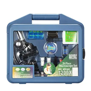 1200X ילדי תלמיד מדע חינוך מעבדה נייד מזוודה מתחם המשקפת הביולוגי מיקרוסקופ עם פלסטיק שקופיות
