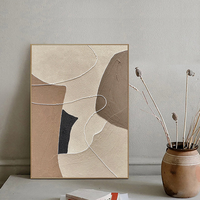 Peint à la main Beige texturé abstrait peinture à l'huile moderne minimaliste grande toile mur Art peinture pour salon décor à la maison