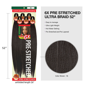 Capelli Sintetici Pretrattati per Trecce 6X 500g, Facili da Intrecciare, Stile Africano Yaki, Modellabili con Acqua Calda - Product Image 5