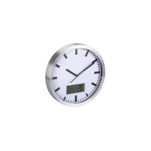Perel ALUMINIUM LCD WALL CLOCK WITH <b>THERMOMETER</b>, HYGROMETER & FORECAST - Ø 25 cm - Product Image 3