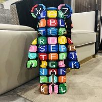 Décoration de la maison, assemblage de 53cm lettre ours modèle 3D Mini brique figurine jouets ours coloré Micro blocs de construction