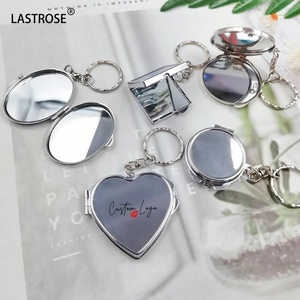 Bán Buôn Kim Loại Trái Tim Gương Móc Chìa Khóa Sliver Gương Đôi Bên Gương Nhãn Hiệu Riêng - Product Image 1