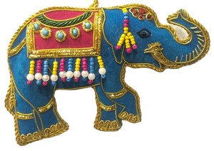 Handcrafted beaded and embroidered <b>elephant</b> Christmas tree ornament often used as festive <b>decor</b> Hanging in bulk price - Product Image 4