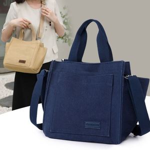 Bolsa de Lona Gruesa para Mujer, Bolso de Mano con Múltiples Bolsillos, Bolso Cruzado Informal para Compras Diarias, Oficina, Maestra, Bolso de Hombro - Product Image 4