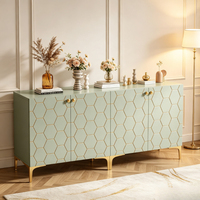 Buffet en bois vert de style moderne et luxueux de 160 cm avec poignées métalliques et rangement de plus de 1,5 m pour salon