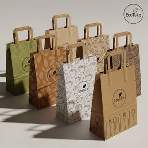 XJY Eco Friendly Take Out Coffee To Go Brown Mango plano para llevar Embalaje <span class=keywords><strong>de</strong></span> comida rápida Bolsa <span class=keywords><strong>de</strong></span> papel Kraft Bolsa <span class=keywords><strong>de</strong></span> transporte para <span class=keywords><strong>restaurante</strong></span> - Product Image 2