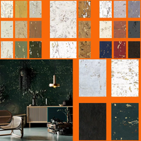 Revêtement mural en liège texturé à effet feuille d'or - Design moderne ignifuge pour appartements et hôtels
