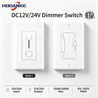 Variateur LED PWM Hooanke homologué ETL, DC12V/24V, courant nominal 10A, contrôleur de variateur de lumière DC max 120W/240W pour bande LED