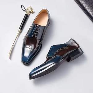 2025 último modelo de zapatos de cuero de hombre de moda formales de negocios planos con cordones personalizados de gama alta - Product Image 1