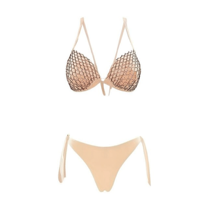 Set Bikini HDJ con Motivo a Rete, Top con Laccetti Frontali e Slip con Laccetti Laterali, Taglie 42 44 46 48, Colori Disponibili - Product Image 3