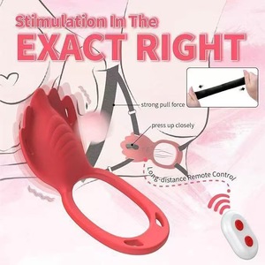 Vibrator Pasangan Rose App Remote Control, Dapat Dipakai, Baterai Lithium Polymer, Stimulator Klitoris Hands-Free, Cock Ring, Kebisingan 50dB - Product Image 2